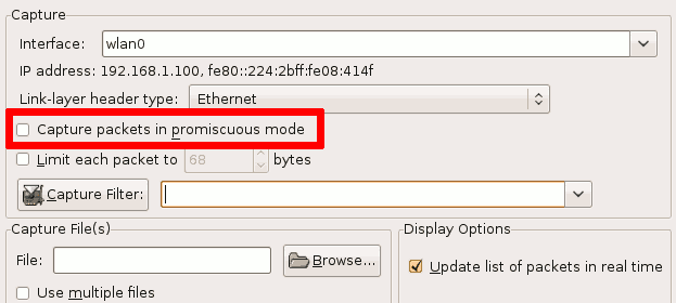 How to disable promiscuous mode in Wireshark